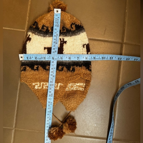 NEPAL EARFLAP HANDMADE 100% WOOL Peruvian Buttery Soft Hat Brown Earflap Tassels - Picture 10 of 11